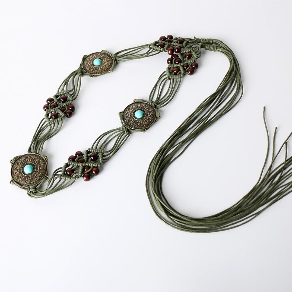Keene Thắt lưng dệt đa năng, phụ kiện bohemia trang trí eo bohemian, váy dệt váy dây thắt lưng giản dị