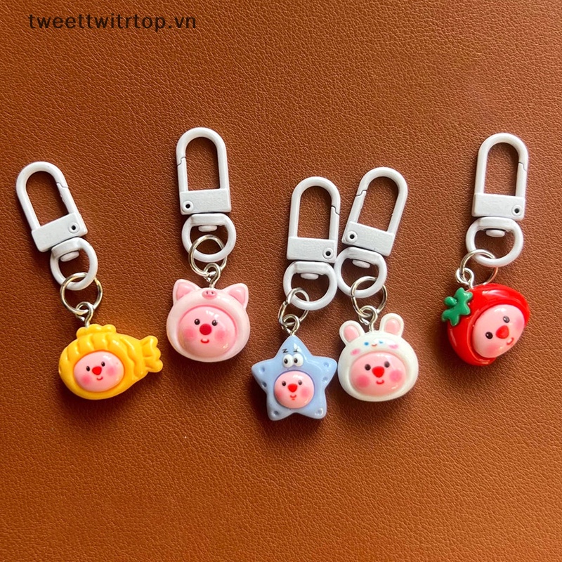 Trtop móc chìa khóa loopy dễ thương phim hoạt hình sao biển mặt dây chuyền cá dâu thỏ vòng chìa khóa ba lô ch phụ kiện túi trang trí xe vn