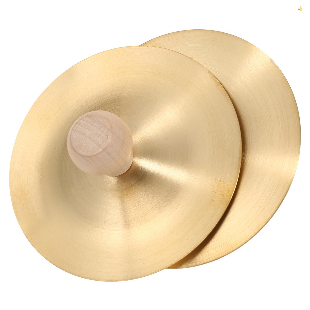 Mynice 1 cặp chũm chọe ngón tay có tay cầm bằng gỗ 3,5-inch chũm chọe ngón tay nhỏ đồng 9cm chũm chọe tay cho nhạc cụ múa bụng cho người lớn trẻ em