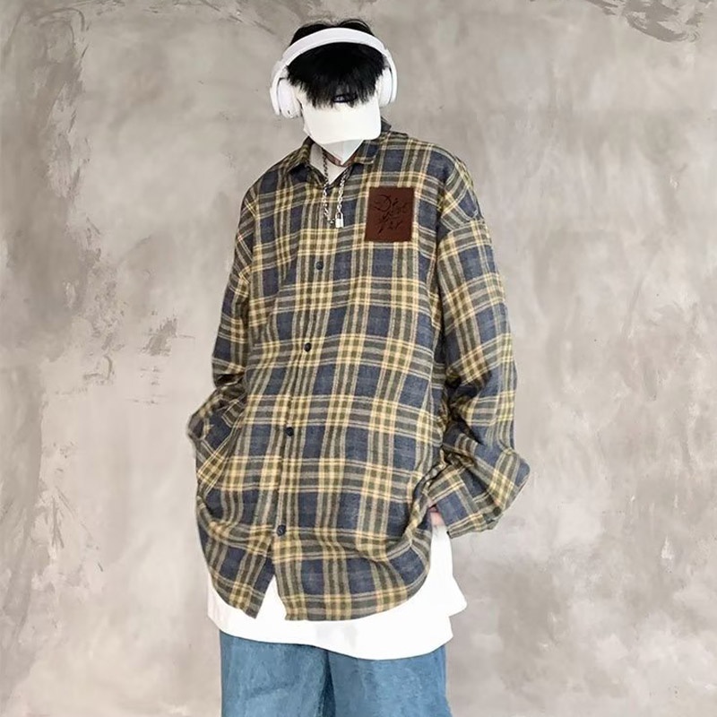 Áo Sơ Mi Nam Ca Rô Dài Tay Cổ Bẻ Thời Trang Hàn