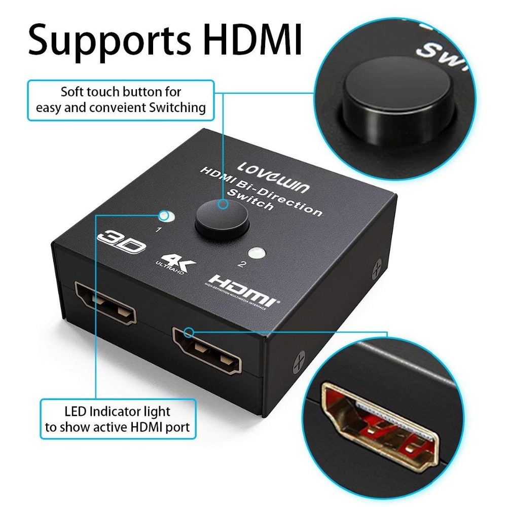Bộ chia hdmi full hd 1080p 3d 4kx2k video hdmi switch switcher 1x2 2x1 split 1 in 2 out amplifier dual display for hdtv