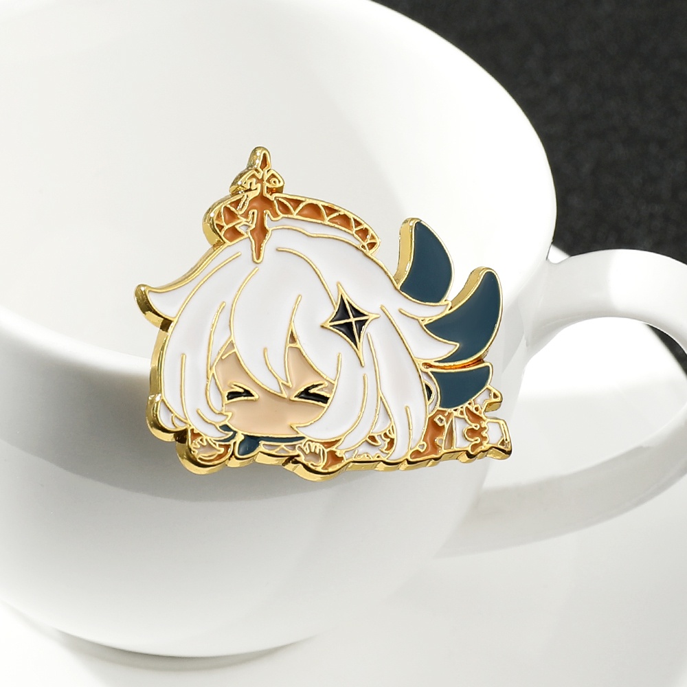 Trò chơi genshin impact hard men kim loại huy hiệu trâm cài paimon kawaii nhân vật hoạt hình lưu niệm cosplay trang sức quà tặng cho người hâm mộ