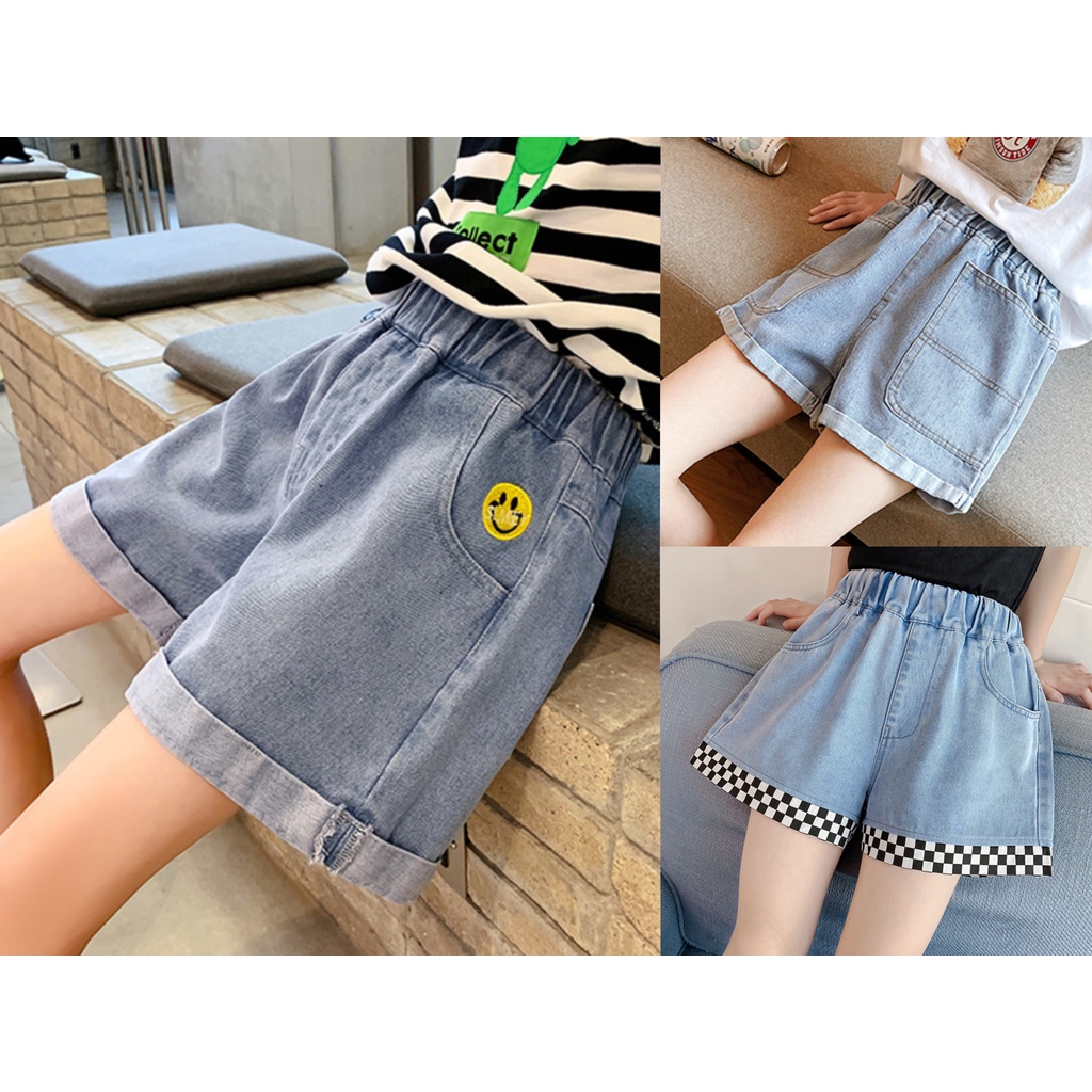 Quần Short Denim Phong Cách Hàn Quốc Dễ Phối Đồ Thời Trang Mùa Hè Cho Bé Gái