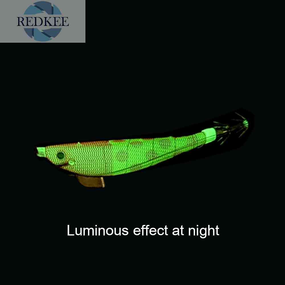 Mồi Câu Cá Giả Hình Tôm Bằng Gỗ Phát Quang Kích Thước 100mm 12g