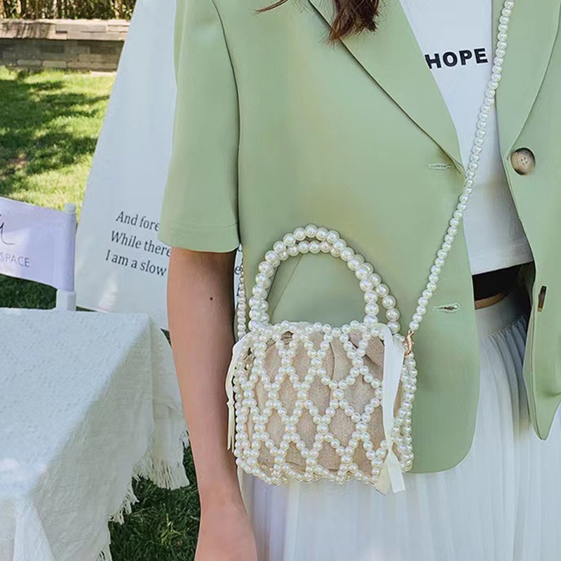 Túi Xách Đeo Chéo Đính Hạt Ngọc Trai Thời Trang Mùa Hè Dành Cho Nữ