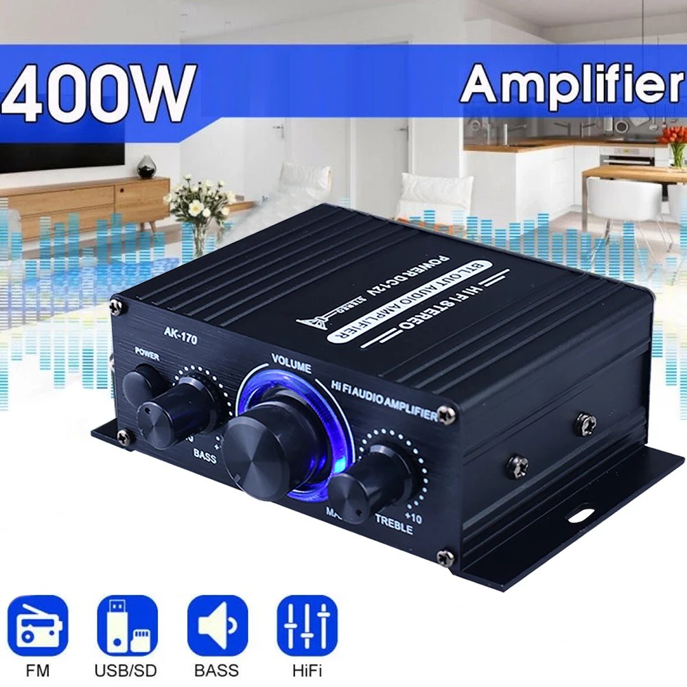 Bộ Khuếch Đại Âm Thanh Kỹ Thuật Số 400W HIFI Kênh Kép Chuyên Dụng Cho Gia Đình