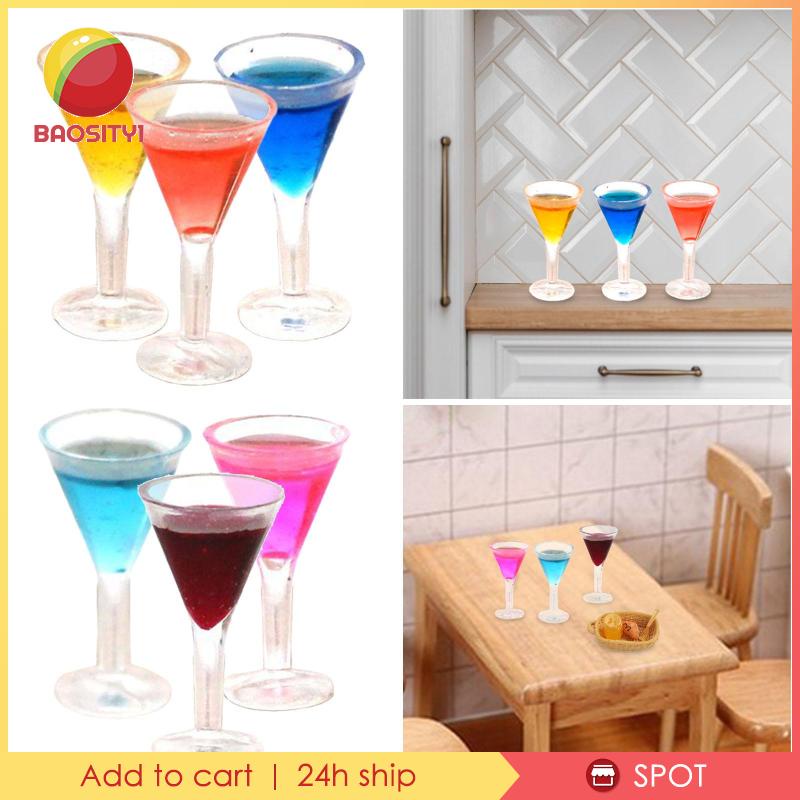 3 Ly Cocktail Hình Tam Giác Bằng Nhựa Resin Màu Vàng Cỡ 1 / 12 1 / 6 Trang Trí Nhà Búp Bê