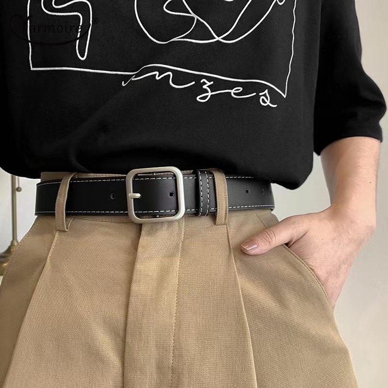 Thắt Lưng Da PU Khóa Vuông Đơn Giản Thời Trang Cho Nữ