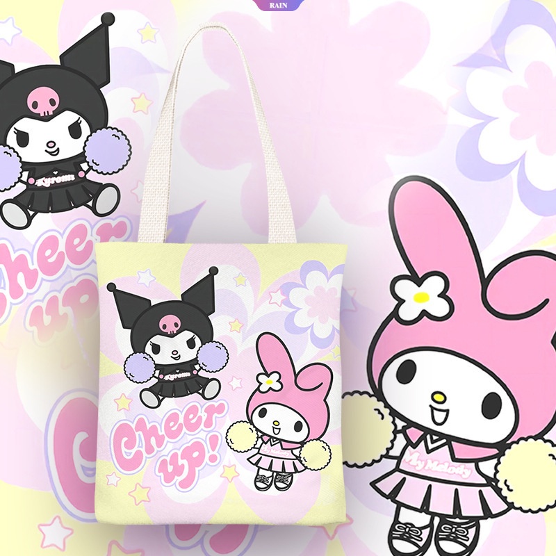 Túi Xách Đeo Vai Vải Canvas In Hoạt Hình Sanrio Kuromi Phong Cách Nhật Bản Đáng Yêu Dành Cho Nữ