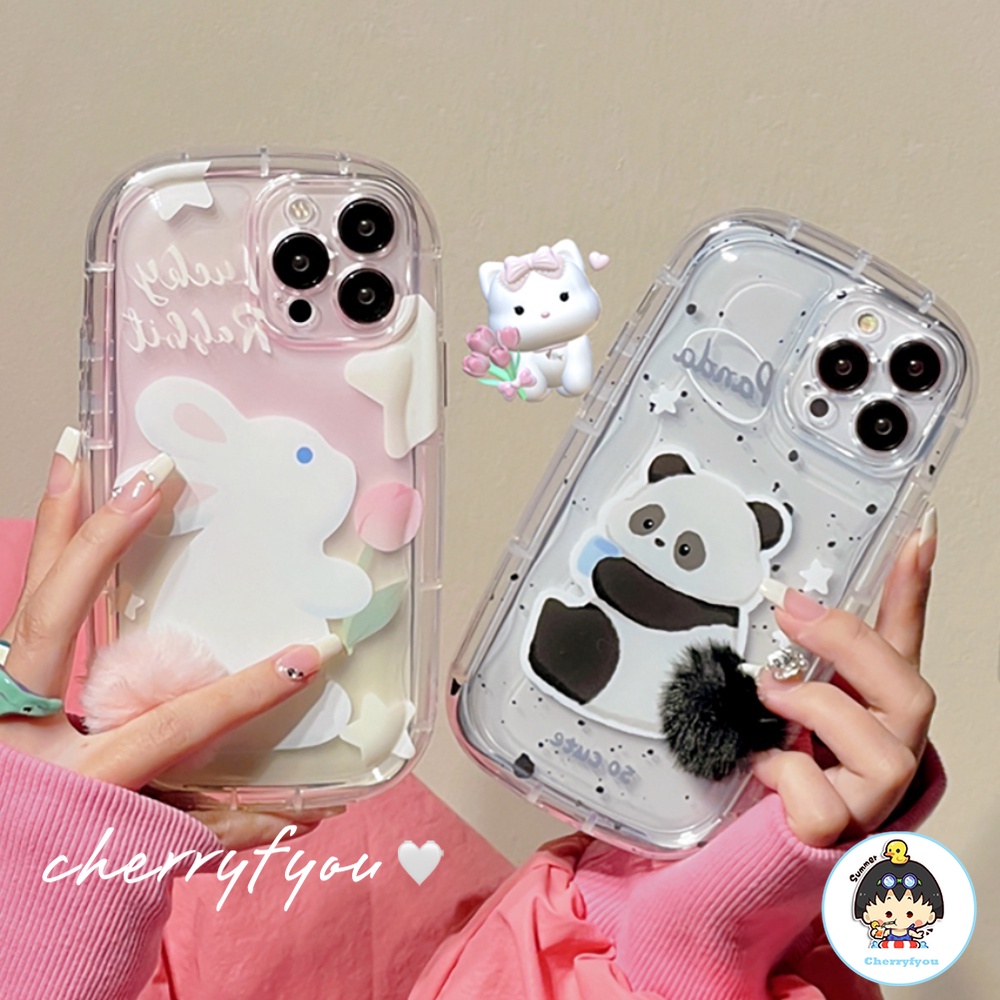 Ốp Điện Thoại TPU Mềm Chống Sốc Hình Thỏ / Gấu Trúc Đuôi Bông 3D Dễ Thương Cho IPhone 11 12 13 14 Pro Max