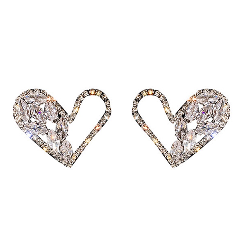 Đôi Khuyên Tai Hình Trái Tim Đính Đá Thời Trang Cho Nữ