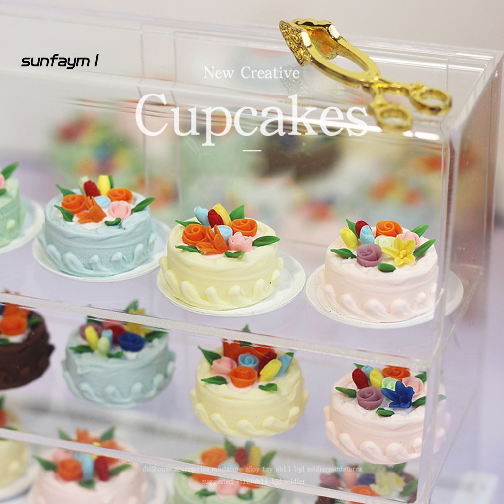 1 Bộ Mô Hình Bánh Kem Mini Kết Cấu Rõ Ràng Cho Nhà Búp Bê