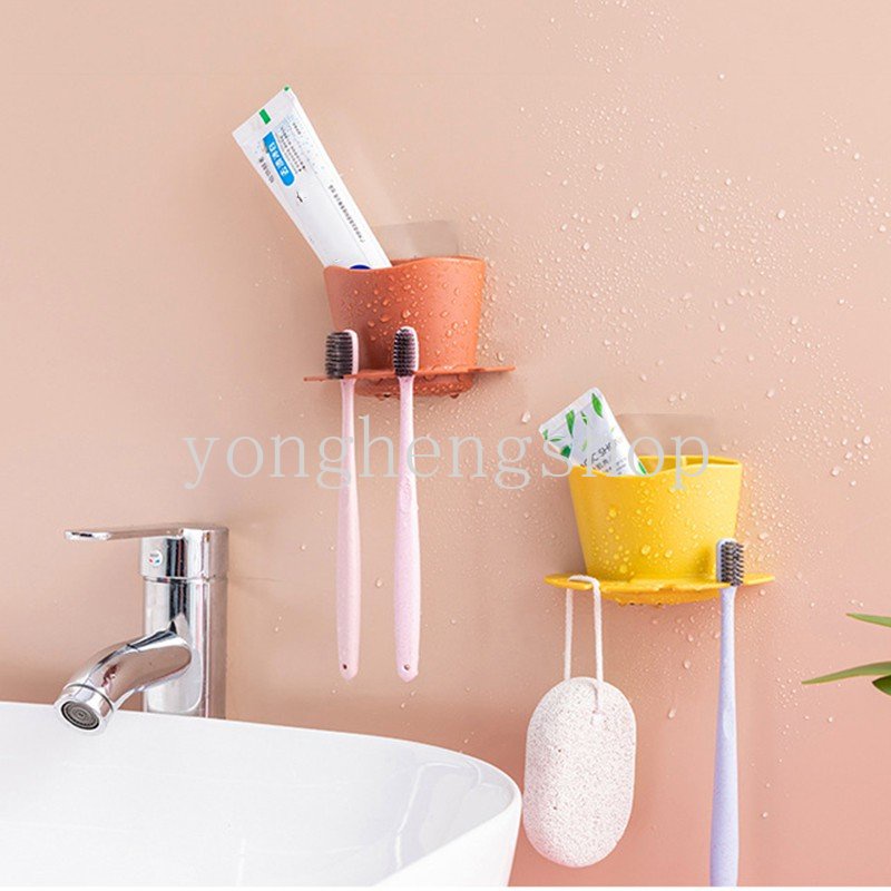 Giá Đỡ Bàn Chải Đánh Răng / Dao Cạo Râu Đa Năng Gắn Tường Không Cần Đục Lỗ