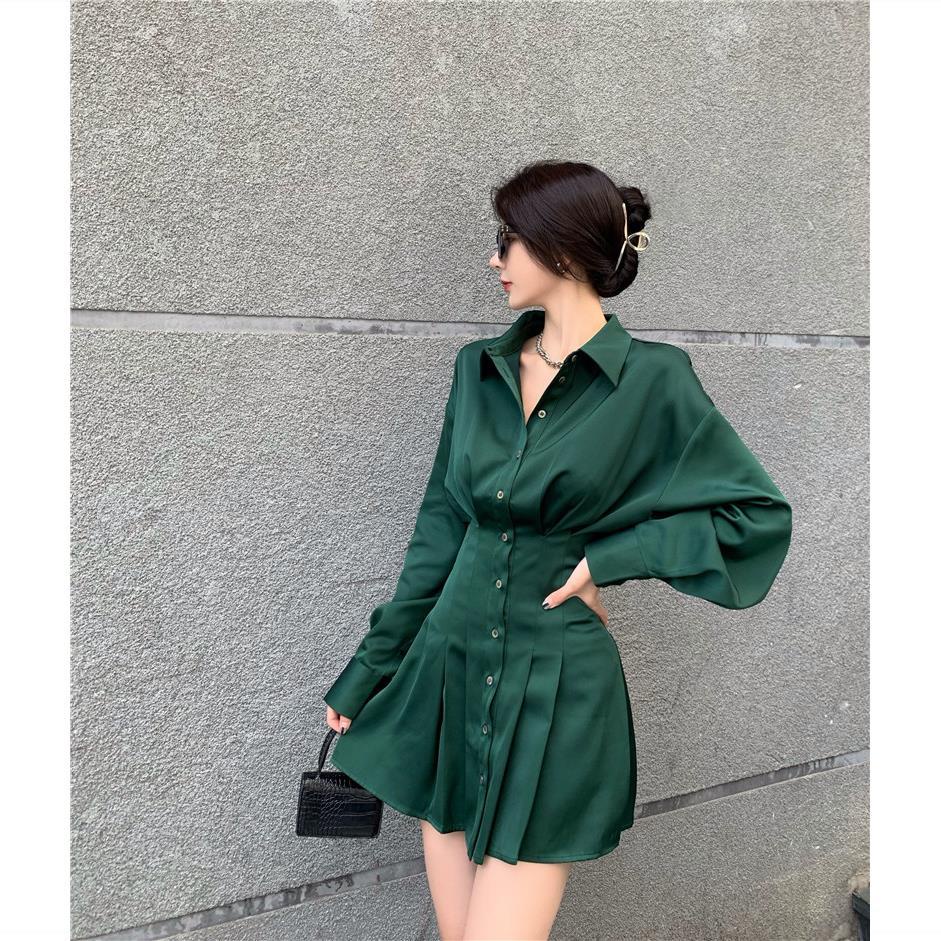 Đầm Sơ Mi Tay Dài Cổ Chữ V Phong Cách Retro Thời Trang Mùa Thu 2023 Mới Dành Cho Nữ