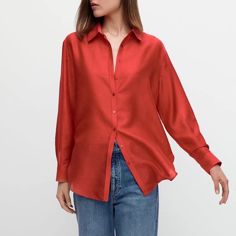 Áo Sơ Mi Tay Dài Màu Trơn Dáng Ôm Thời Trang Xuân Hè 2022 05187624630