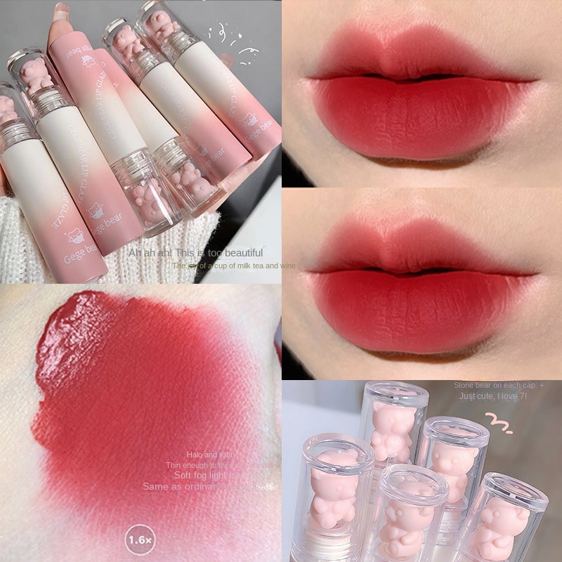 Son Môi Gege Bear Dưỡng Ẩm Lâu Trôi Chống Thấm Nước Không Dễ Phai Màu Thiết Kế Hình Gấu Dễ Thương