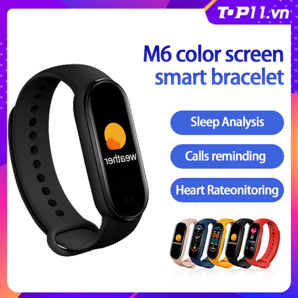Vòng Đeo Tay Thông Minh M6 Đồng Hồ Theo Dõi Sức Khỏe Theo Dõi Huyết Áp Nhịp Tim Vòng Đeo Tay Màn Hình Màu Cho Điện Thoại Top11.vn
