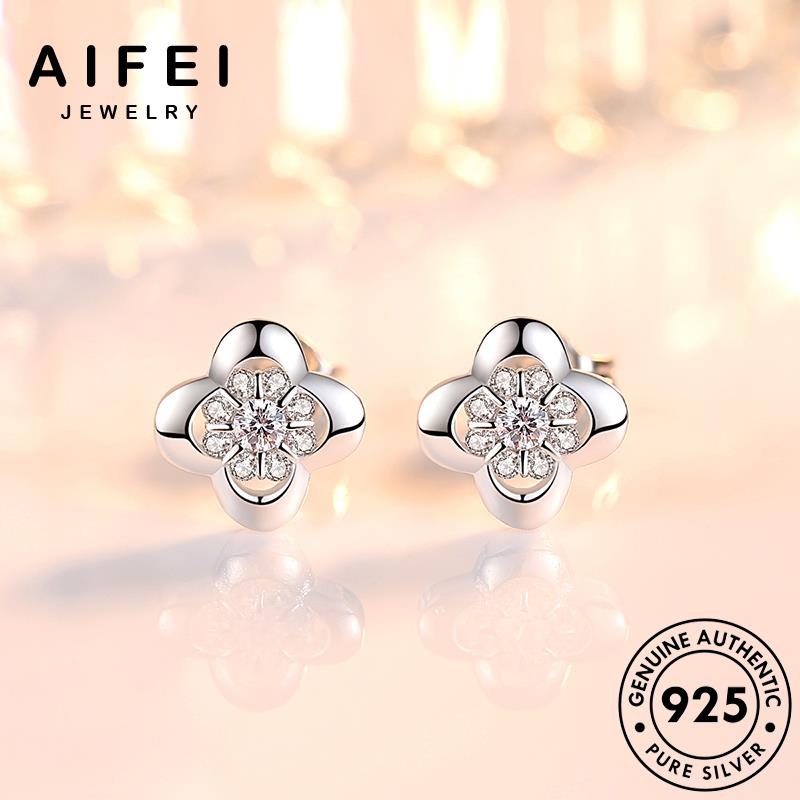 AIFEI JEWELRY phụ nguyên trang giản Thời đơn 925 thời tai thật vành tròn sức cương tua khuyên hoa xỏ bạc nữ bản bông quốc kim kiện hàn moissanite E257