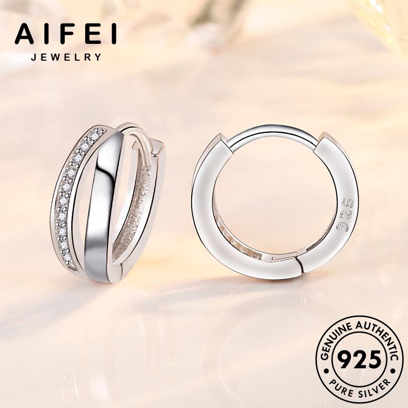 AIFEI JEWELRY vàng xỏ rỗng cương Thời khuyên giản bạc trang 925 tua kiện bản tròn kim nguyên hàn đơn tai thật moissanite bông sức nữ phụ vành thời quốc E379