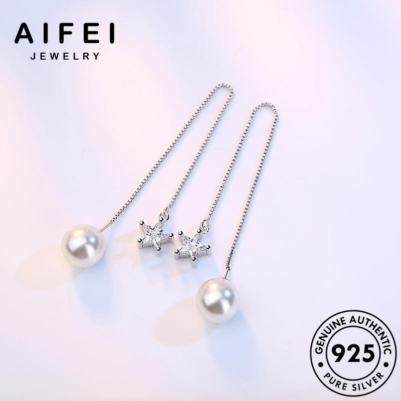 AIFEI JEWELRY tròn thật ngôi ngọc bản bạc nguyên sao 925 sức khuyên đơn hàn kiện thời trang quốc bông vành nữ Thời trai phụ tai tua giản xỏ E668