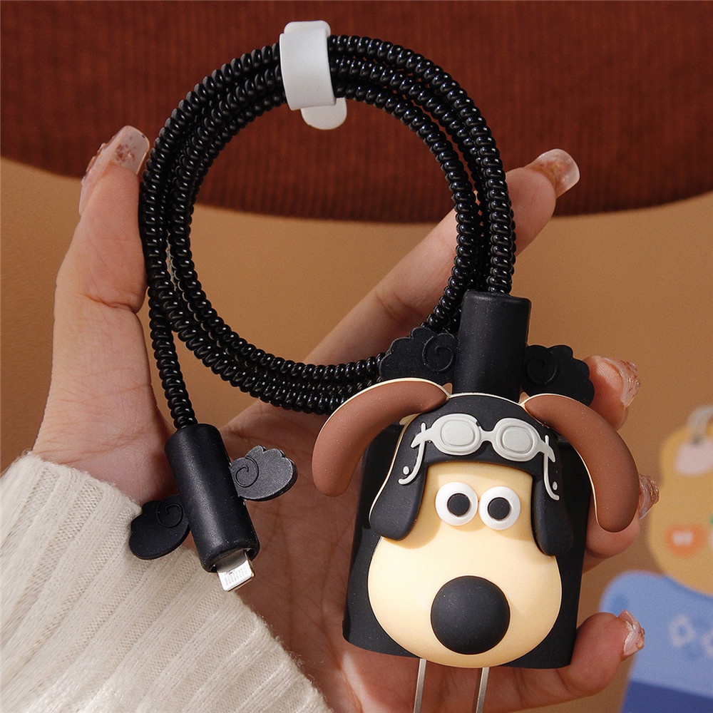 Vỏ Bọc Bảo Vệ Dây Cáp Sạc Iphone 18w / 20w Hình Chú Chó Master Dễ Thương