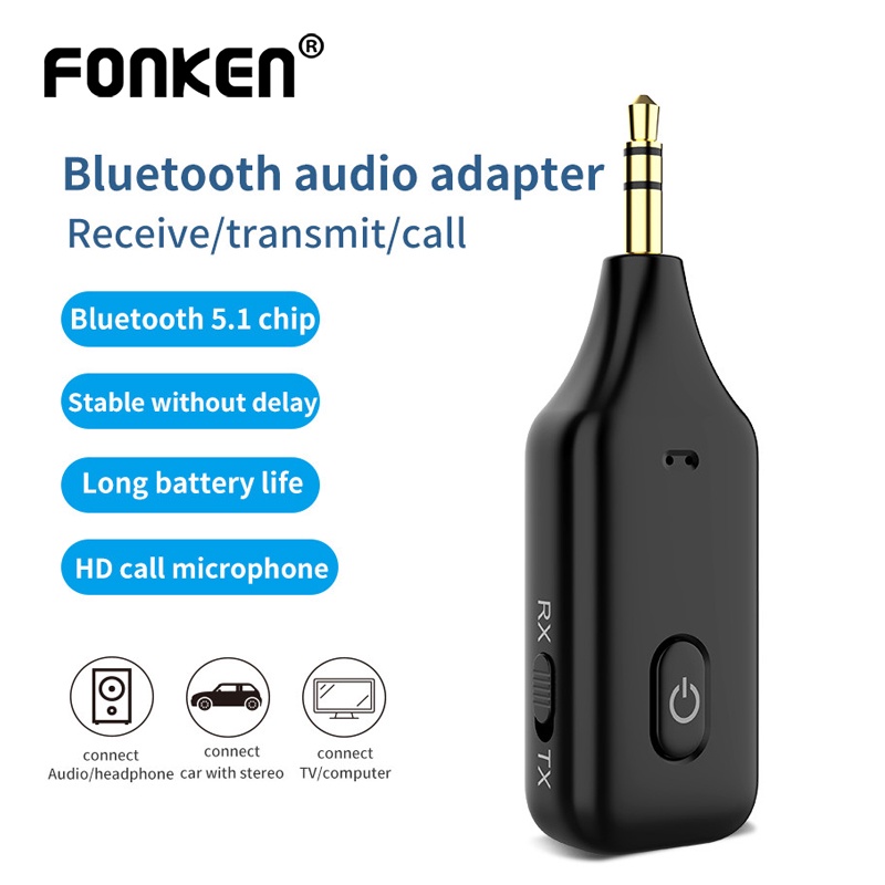 Thiết Bị Truyền Nhận Tín Hiệu FONKEN Bluetooth 5.1 Không Dây 2 Trong 1 Giắc Cắm 3.5mm Cho Tai Nghe Nhạc Aux A2dp