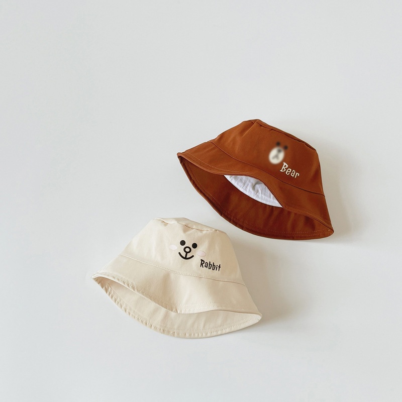 Nón Tai Bèo Vành Rộng Họa Tiết Gấu Hoạt Hình Thời Trang Xuân Hè Cho Bé 6-24 Tháng Tuổi
