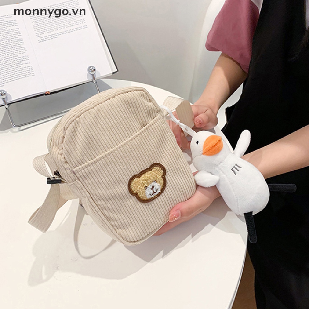 Monnygo 1 Túi Đeo Chéo Vai Đựng Điện Thoại Bằng Vải Nhung Hình Gấu Dành Cho Học Sinh Trẻ Em VN