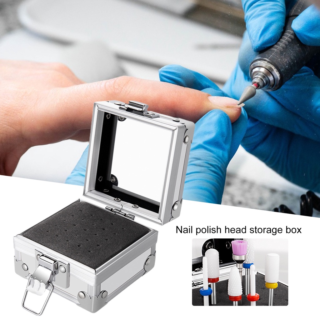 Giá Đỡ Mũi Khoan Móng Tay 25 Ngăn Trong Suốt Chống Rơi An Toàn Dành Cho Salon