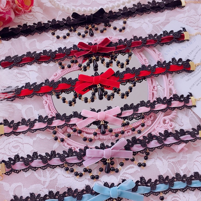 Fancy Vòng Cổ Choker Thắt Nơ Chuông Thủ Công Dễ Thương Phong Cách Harajuku Đáng Yêu Dành Cho Bạn Gái