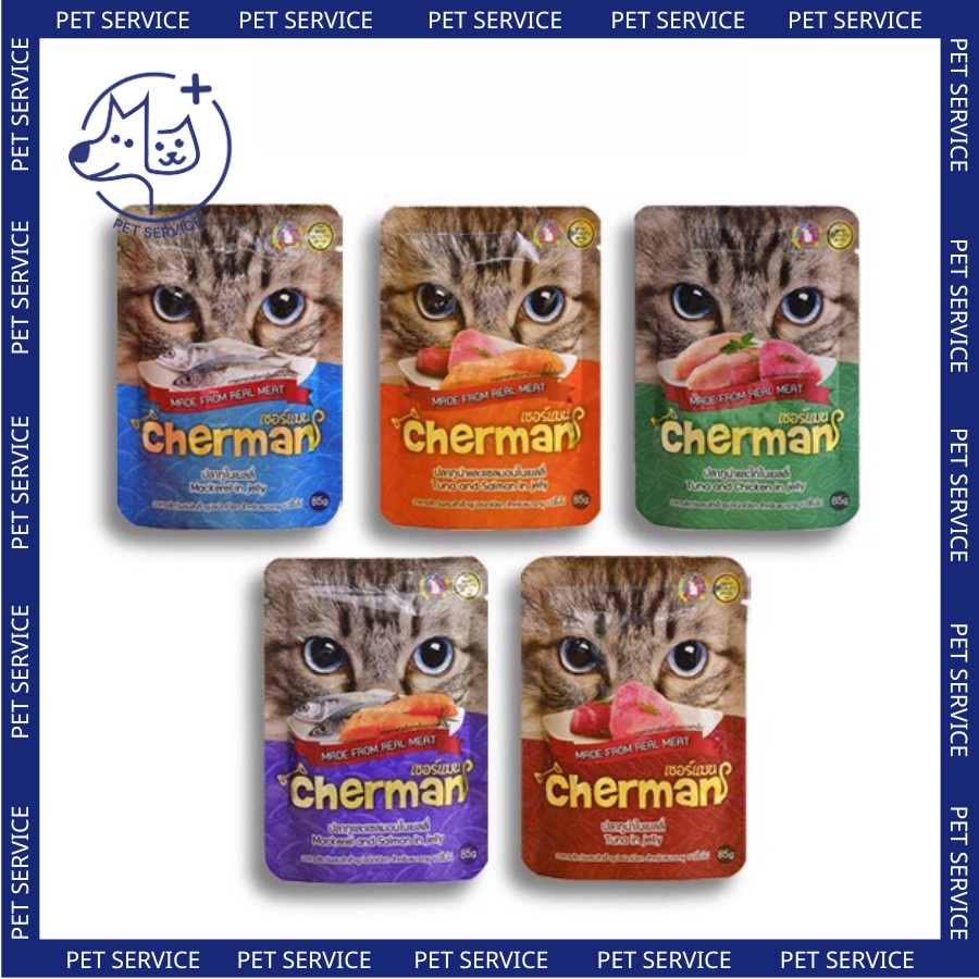 Pate Cherman dạng thạch cho mèo nhiều vị gói 85g