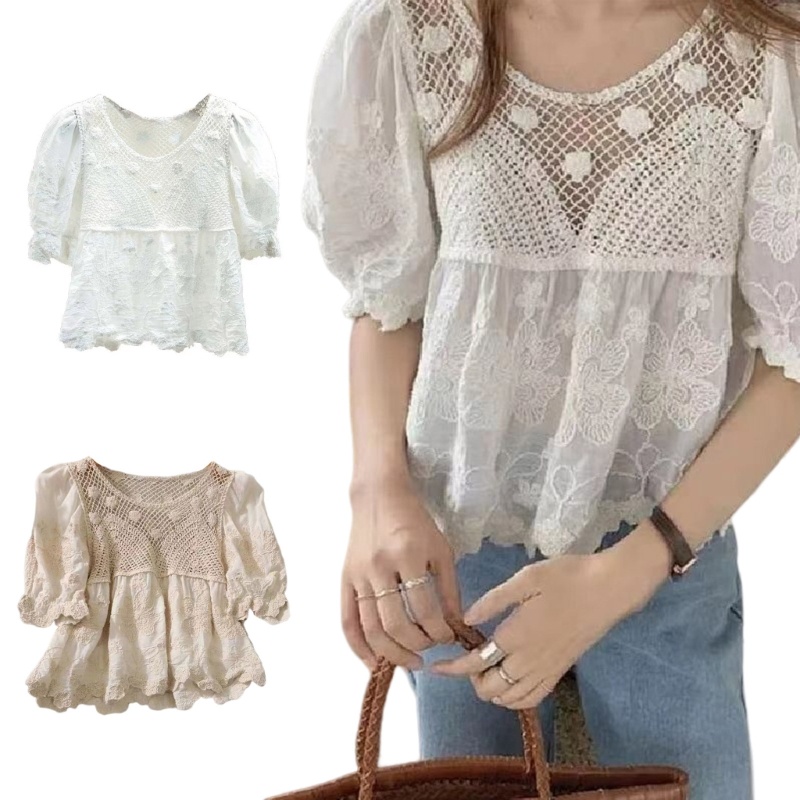 Áo Sơ Mi Tay Phồng Màu Trơn Thời Trang Dành Cho Nữ