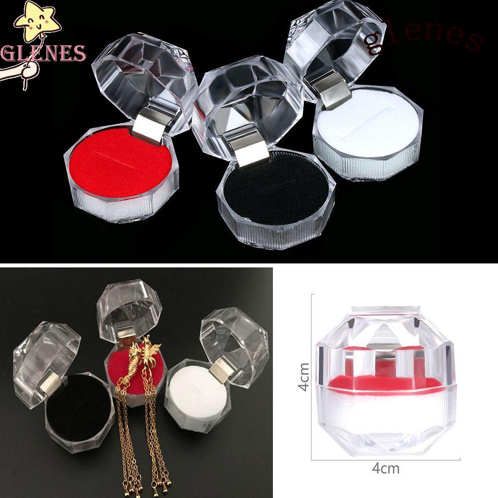 1 hộp đựng trang sức hình bát giác trong suốt nhiều màu thời trang cho nữ