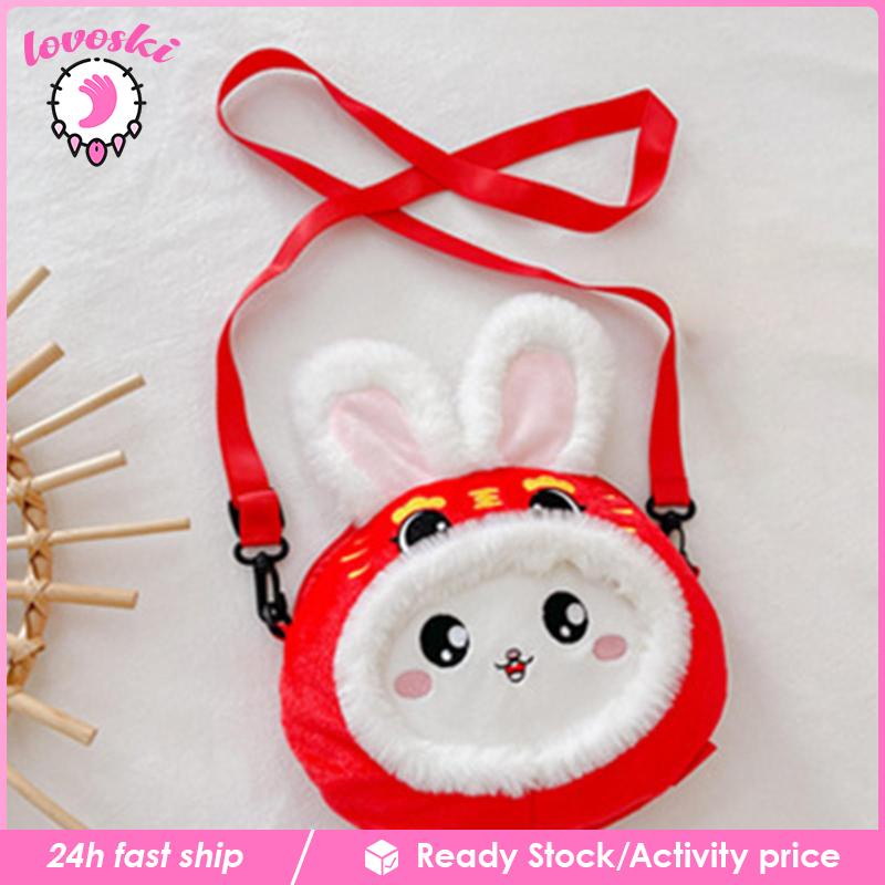 Túi Xách Đeo Vai Hình Thỏ 3D Bằng Vải Lông Cho Nữ