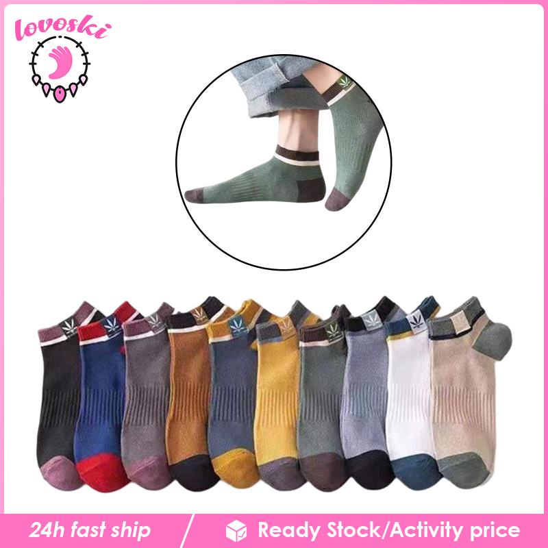 Set 10 Đôi Vớ Cổ Thấp Thoải Mái Thấm Hút Mồ Hôi Cho Nam Chạy Bộ