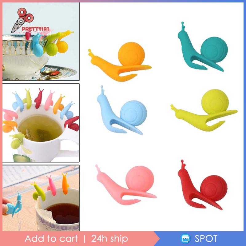 [Prettyia1] Set 6 Ly Uống Nước Bằng Silicon Hình Ốc Sên Nhiều Màu Sturdy