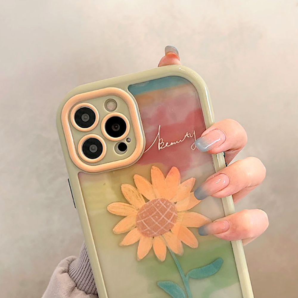 Ốp Điện Thoại TPU Mềm Chống Sốc Họa Tiết Hoa Hướng Dương Cho IPhone 11 12 13 14 Pro Max XR XS Max