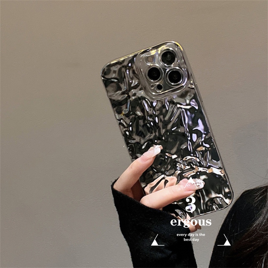 Ốp Điện Thoại Màu Bạc Họa Tiết Sang Trọng Chống Sốc Cho IPhone 14 13 12 11 Pro Max SE2020 X XR Xs Max 7 8 6 6s Plus