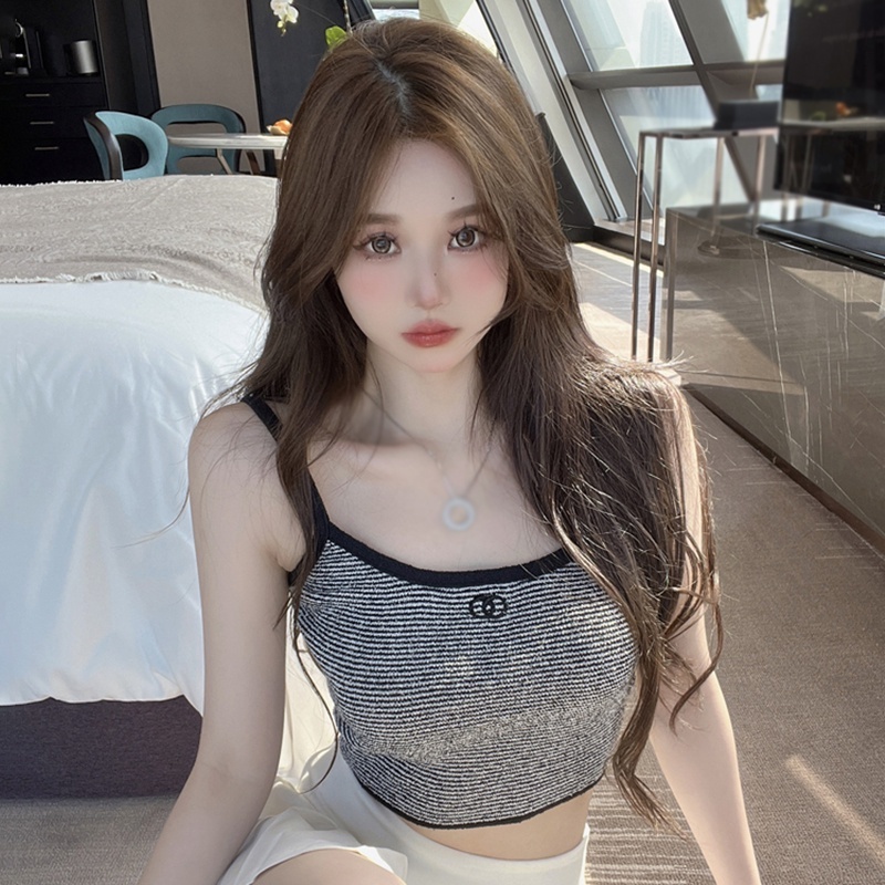 Áo Dệt Kim Sát Nách Dáng Ôm Màu Tương Phản Thời Trang Cho Nữ