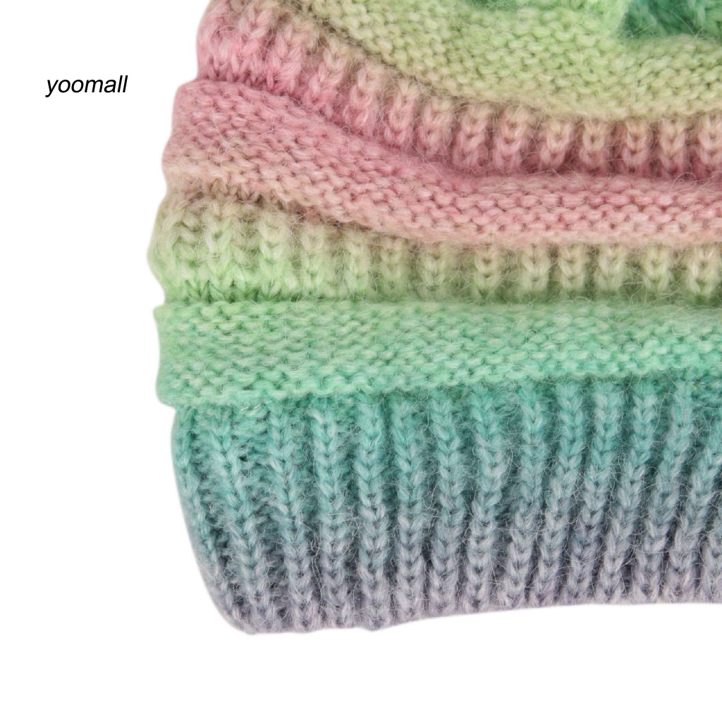 Mũ Len Nhuộm Màu Gradient Co Giãn Thời Trang Cho Nữ