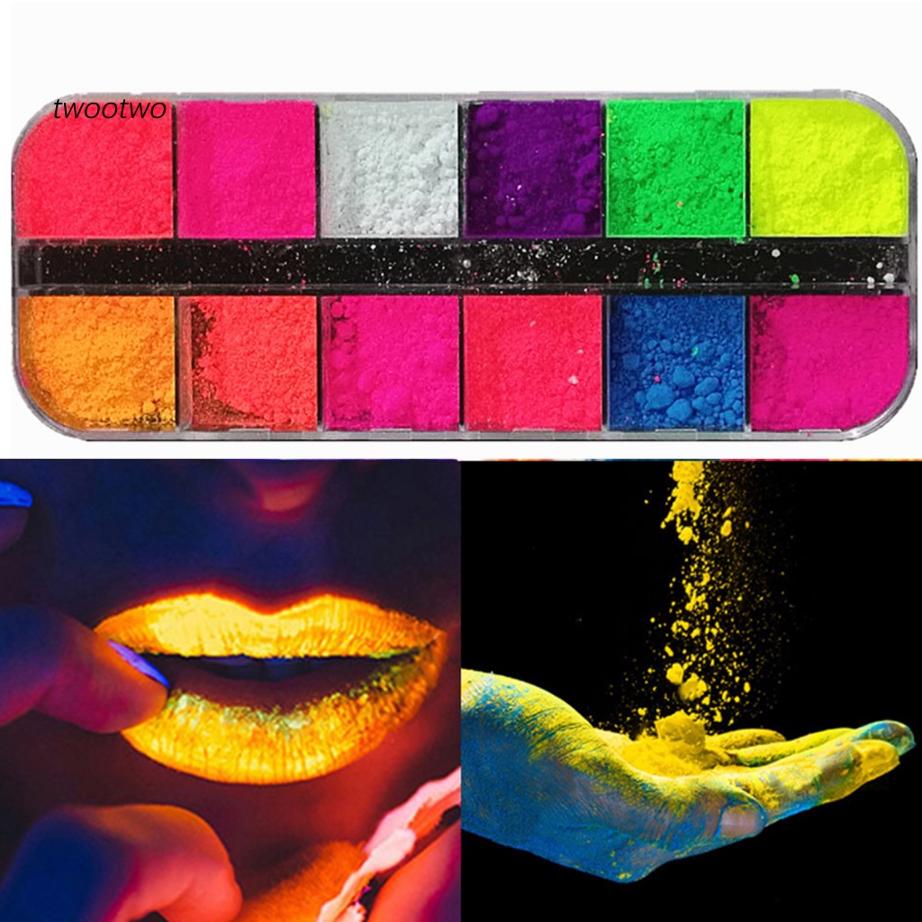 1 Hộp Phấn Mắt Dạ Quang 12 Màu Sắc Tùy Chọn Trang Điểm Không Phai Màu Dành Cho Bạn Gái