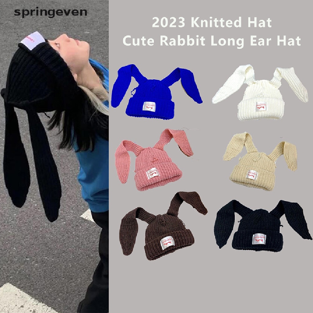 Mũ Len Beanie Tai Thỏ Dài Giữ Ấm Thời Trang Unisex