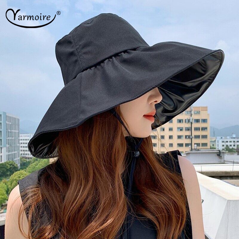 Nón Bucket Vành Rộng Chống Tia UV Có Dây Rút Thời Trang Mùa Hè Hàng Mới Dành Cho Bạn Nữ / Bé Gái / Bé Gái / Đi