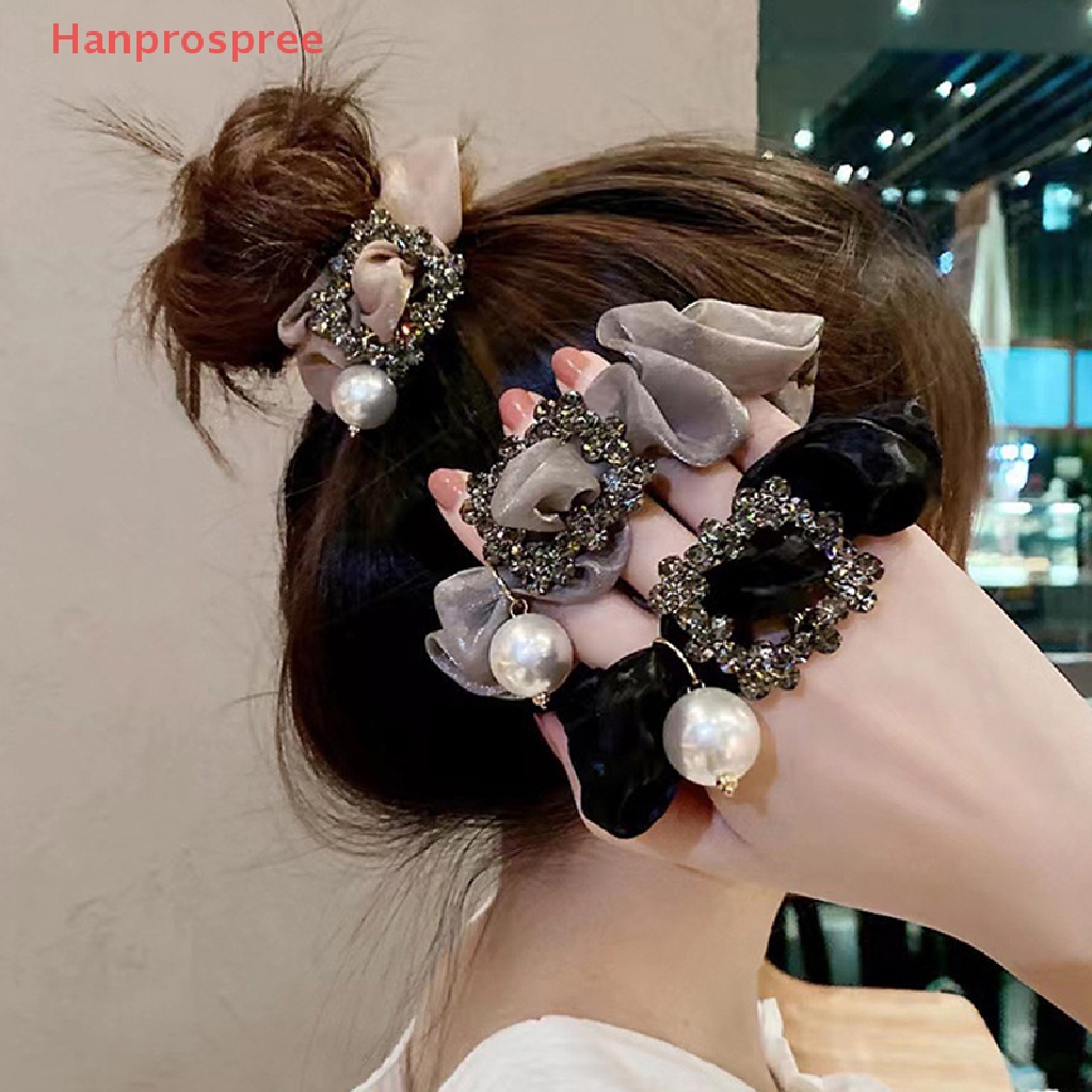 Dây Buộc Tóc Co Giãn Đính Quả Bông Phong Cách Retro Cho Nữ