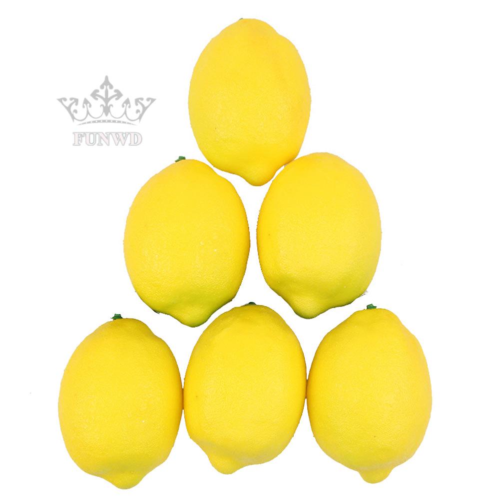 【FUNWD】6Pcs Artificial Lemons Plastic Fake Fruit For Home Decoration Photography Props