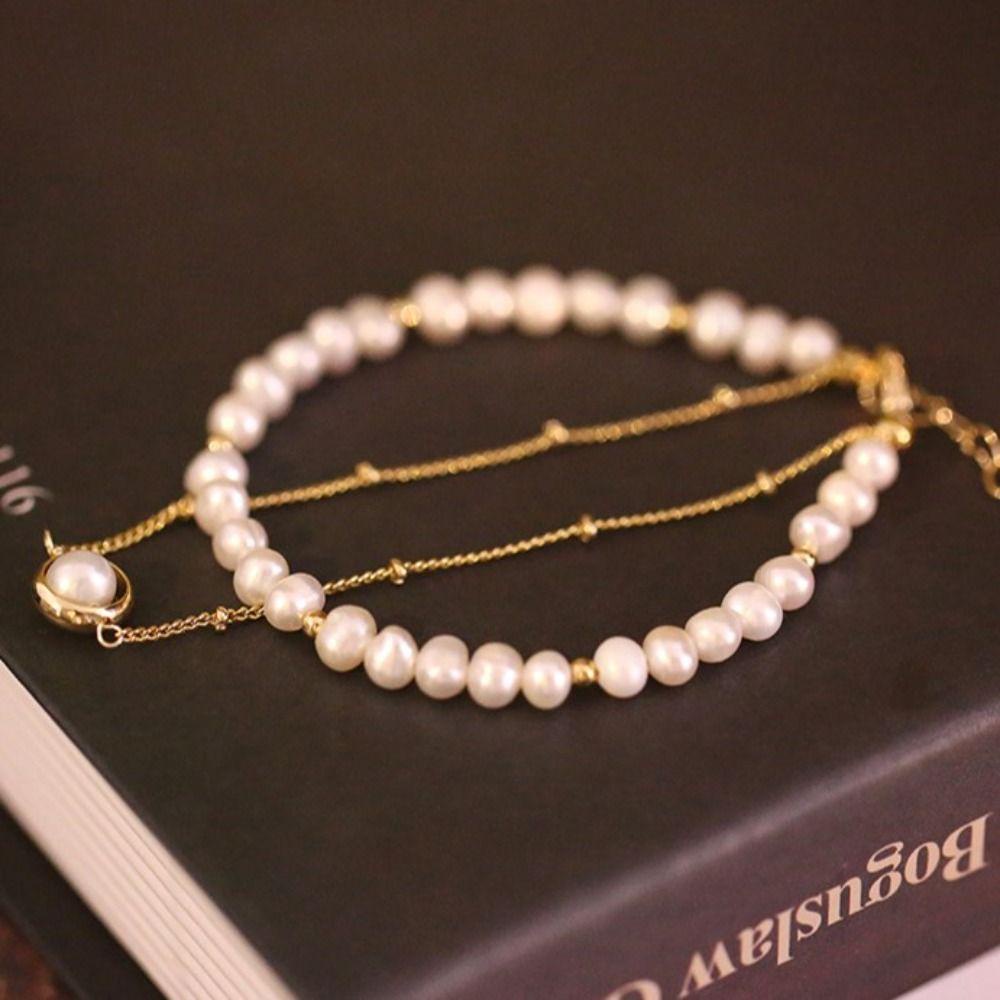 Vòng Tay Hàn Quốc WMES15H Sang Trọng Ngọt Ngào Thích Hợp Làm Quà|Vòng Tay Hai Lớp Phong Cách Baroque Cá Tính