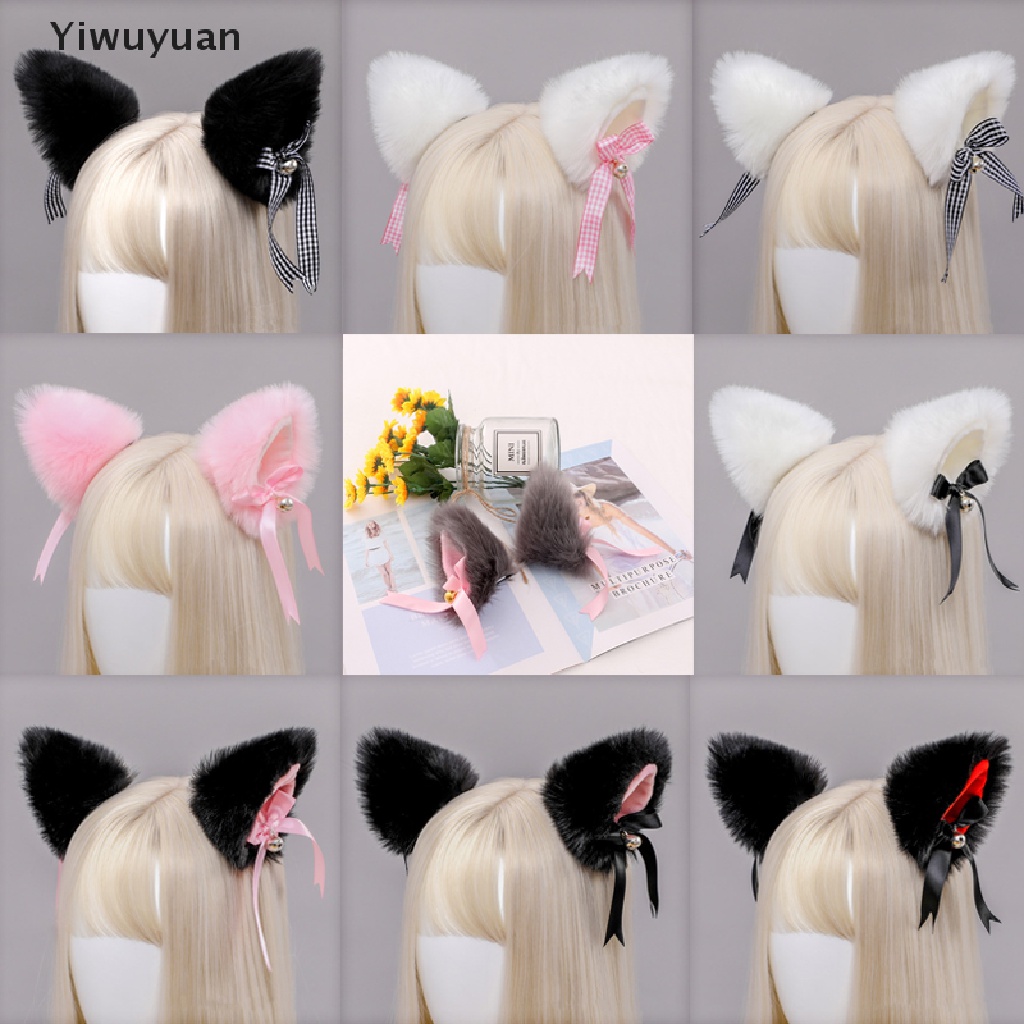 < Yiwuyuan > Kẹp Tóc Hình Tai Cáo Lông Xù Phong Cách Lolita Hóa Trang Tiệc Tùng Bán Chạy