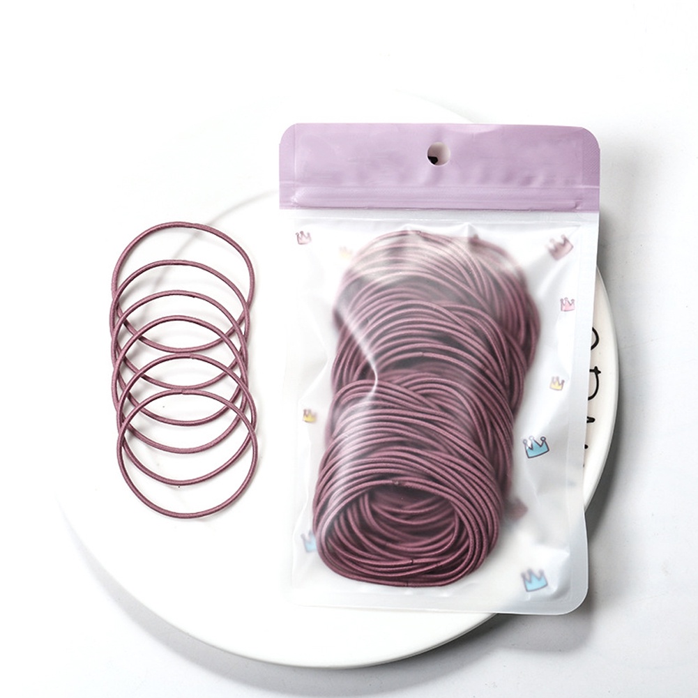 Set 4 / 100 Dây Cột Tóc Co Giãn Màu Trơn Thời Trang Cho Nữ