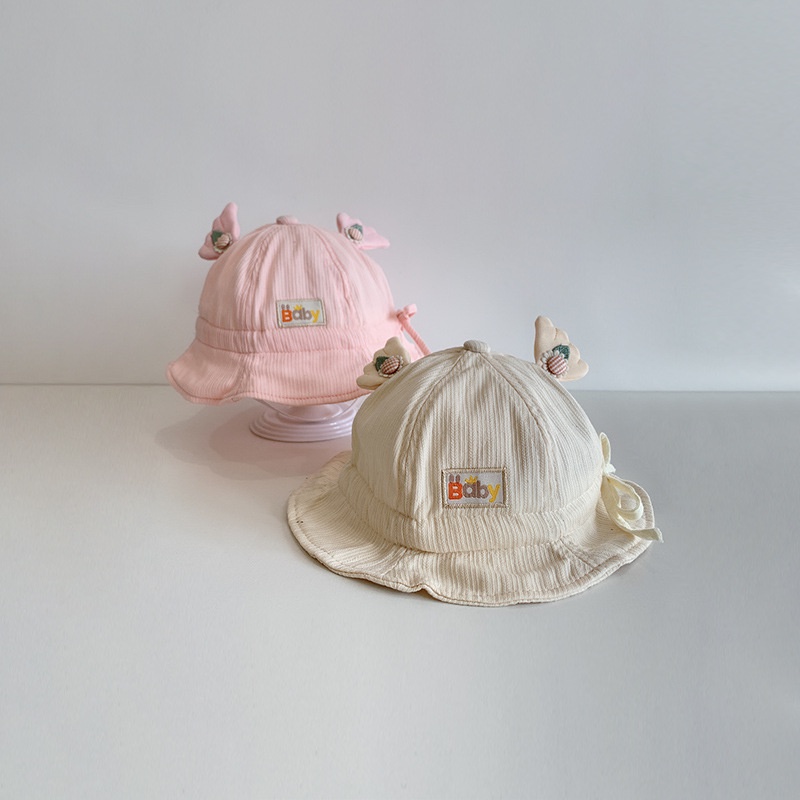 Mũ Tai Bèo Vải Cotton In Chữ Nhỏ Nhắn Dễ Thương Phong Cách Hàn Quốc Cho Bé