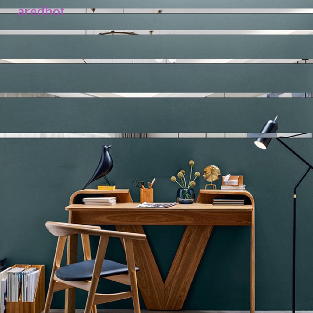 Bộ 10 Miếng Dán Tường Tráng Gương Bằng Acrylic Kích Thước 5 X 20cm Trang Trí Nhà Cửa Mới